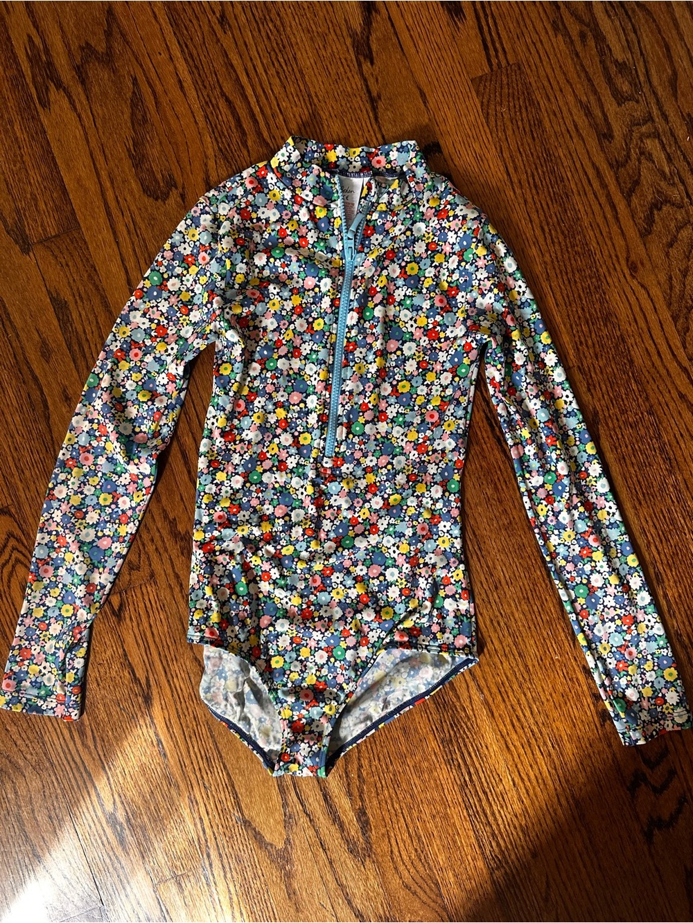 Boden Long-Sleeve Floral One-Piece Swimsuit - Blue Multi